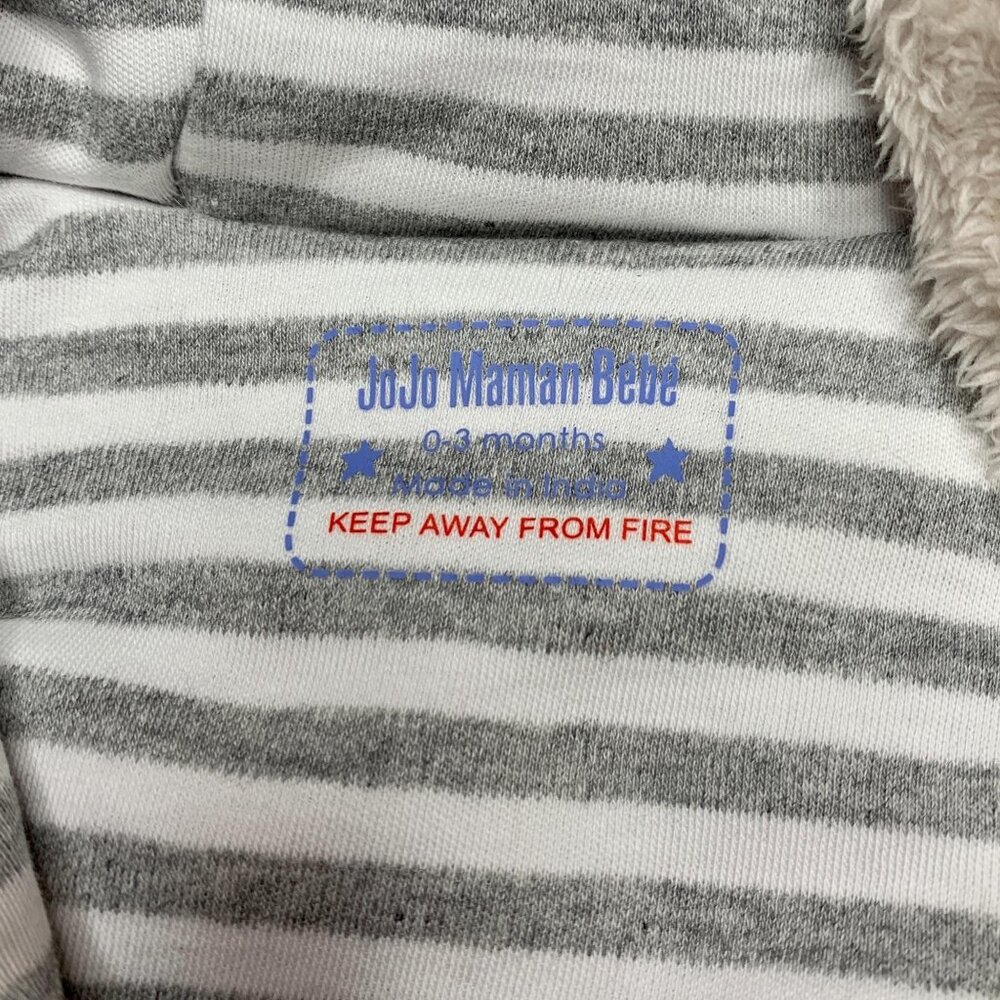 JOJO MAMAN BEBE Mocha Bear Snowsuit 0-3 months Baby Infant Bunting Fleece Romper - Picture 10 of 12